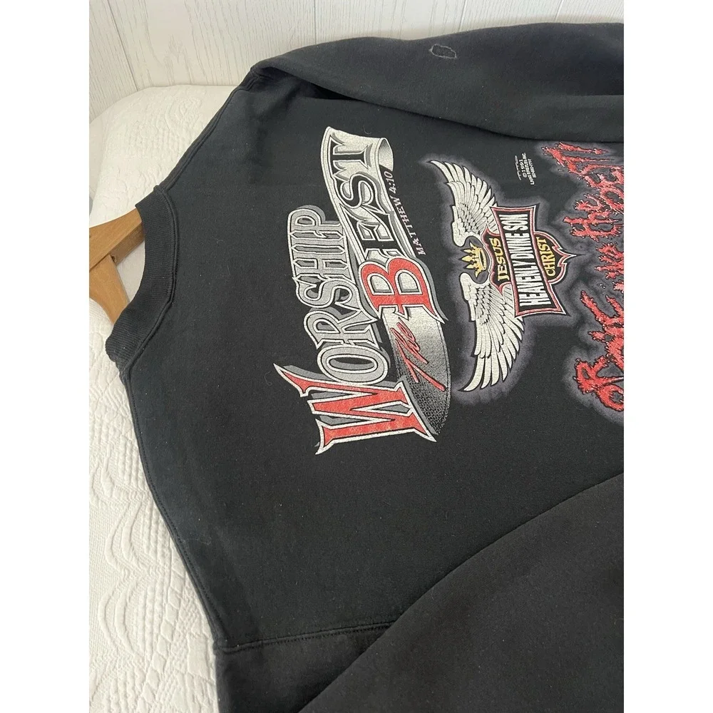 Vintage 90's Living Epistles Sweatshirt double Sided Jesus Harley 1991 Black